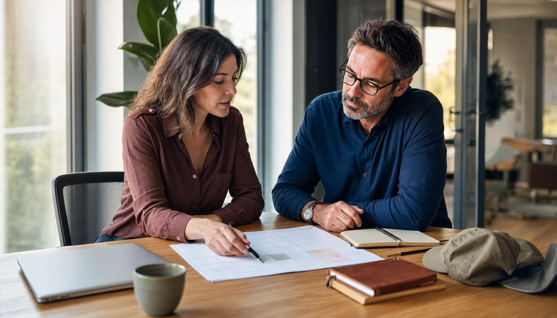 Visuel éditorial photoréaliste sur Congés sabbatiques : quand le repos devient un sujet de stratégie RH, rubrique Bien-être pour Managerhumain